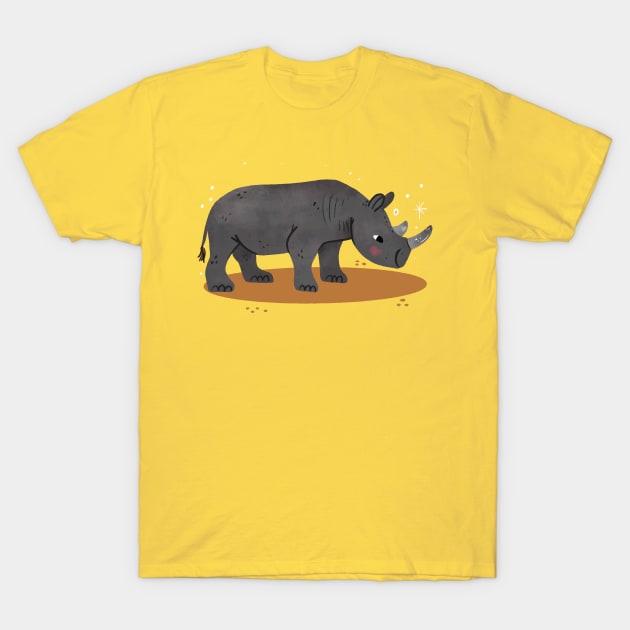 Rhino Painting Hand Drawn T-Shirt by Mako Design 